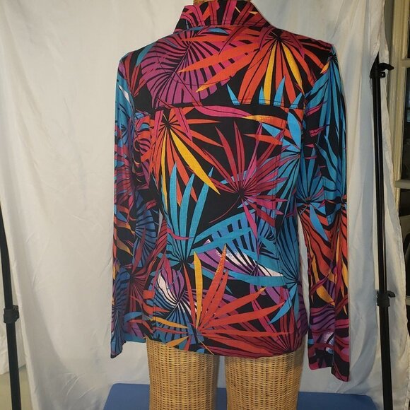 Ladies ANALOGY Multi-colored Palm Leaves Jacket - M - Picture 4 of 5